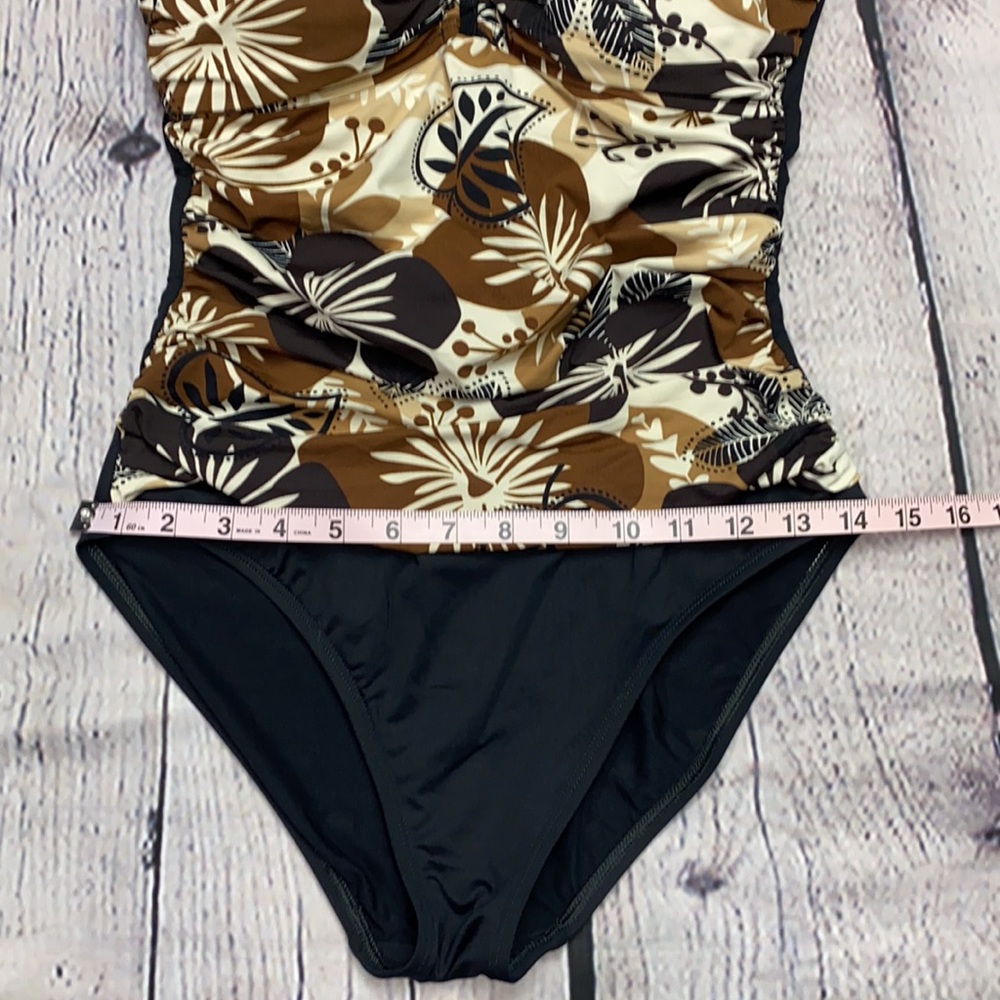 LA BLANCA Black/Brown/Cream 1pc Swimsuit Size: 8 - Picture 11 of 17